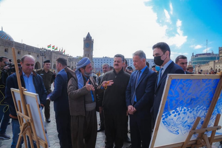 جێگری پارێزگاری هەولێر، پێشانگای خۆشنووسی(ڕەنگ و پێکەوە ژیان)ی کردەوە