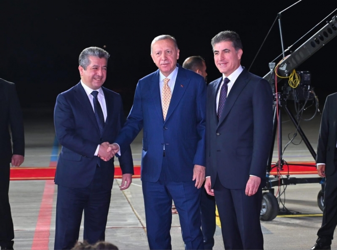 Turkish President Recep Tayyip Erdogan Arrives in Erbil, Capital of Kurdistan Regional Government