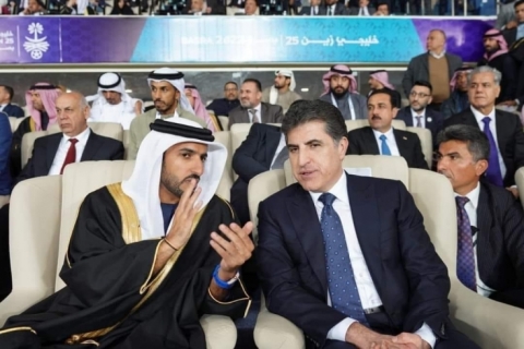 Nechirvan Barzani attends the opening of the Gulf Cup