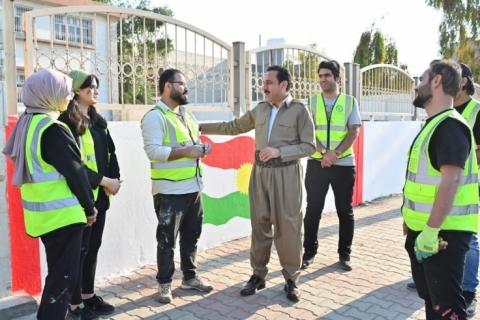 هەولێر   خاوێن کردنەوەی دیواری قوتابخانەکان و نەخشاندنی وێنەی سەرنج راکێش