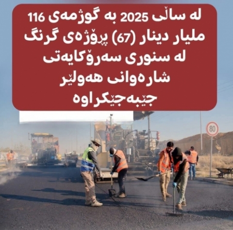 لە هەولێر ٦٧ پڕۆژەی گرنگ بە گوژمەی ١١٦ ملیار دینار جێبەجێکراوە