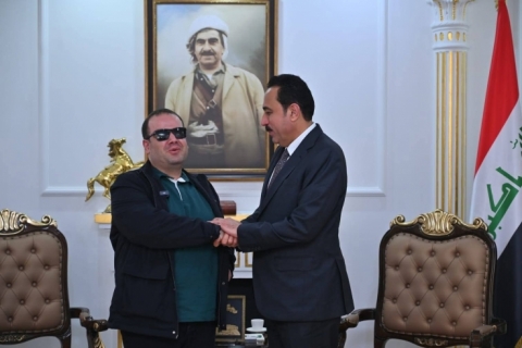 پارێزگارى هەولێر، پێشوازیى لەهونەرمەند شوان نابینا کرد