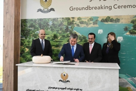 Kurdistan Prime Minister laid the foundation stone of the Martyrs Monument Pond at the British University in Erbil