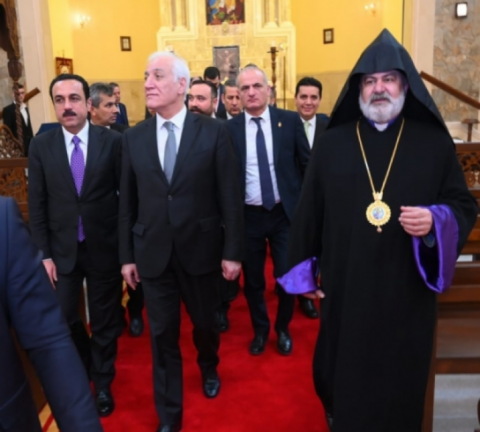  Erbil.. The President of the Republic of Armenia visits the Holy Cross Church of the Armenian Orthodox community