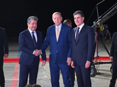 Turkish President Recep Tayyip Erdogan Arrives in Erbil, Capital of Kurdistan Regional Government