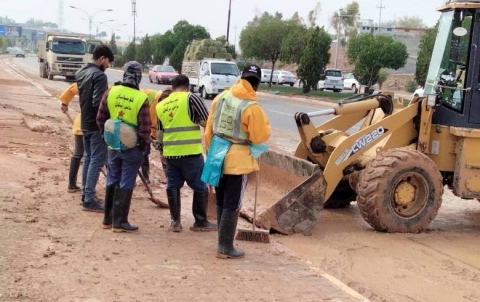Erbil: The debris after the rains of the past two days were cleaned up