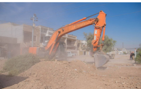 هەولێر..   لە نازماوە ده‌ست به‌ جێبەجێكردنی پڕۆژەی قیڕتاوكردنی شەقام و كۆڵانەكانی كرا