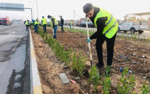 Arranging and increasing the amount of greenery in the median of the main street of Erbil-Makhmur Road